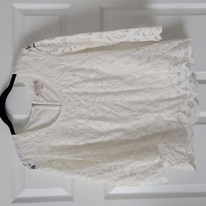Nanette Lepore Ivory Lace Three Quarter Sleeve Blouse Size Small